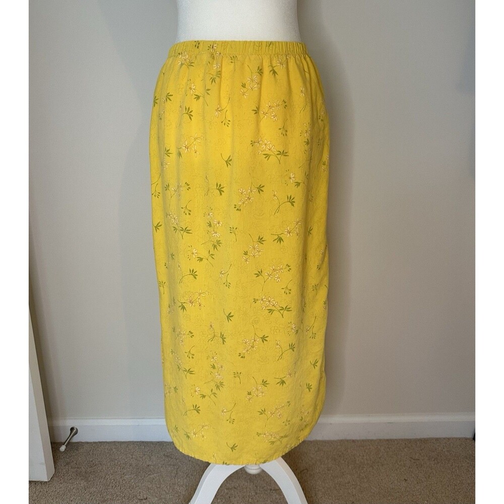 Vintage Russ Berens Skirt Linen Blend Yellow Sz M Cottage #1154 - Picture 3 of 6